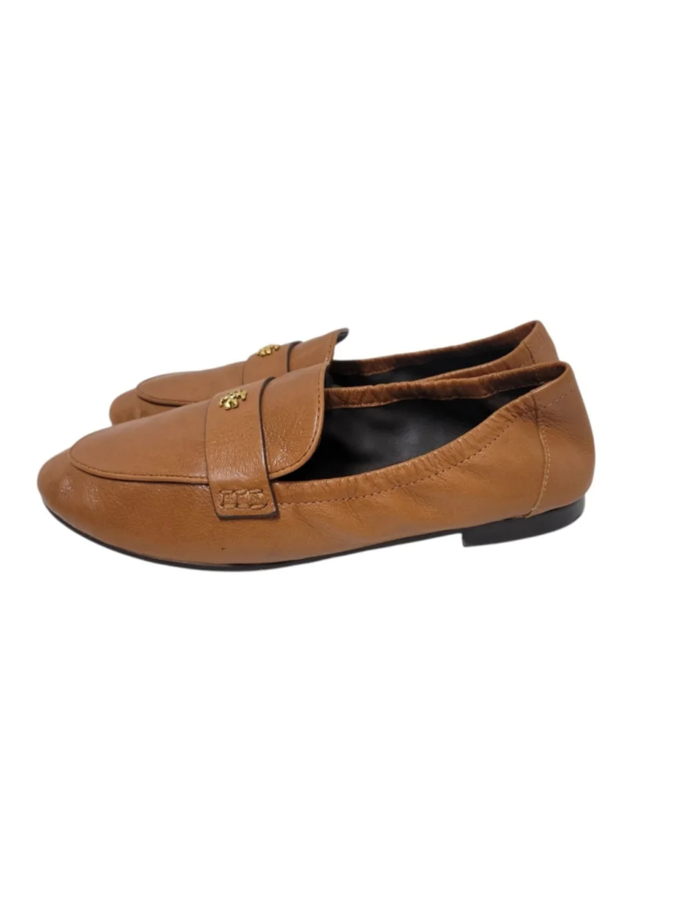 TORY BURCH Ballet Genuine Leather Brown Flat Size 7.5M Women Pre-owned Condition